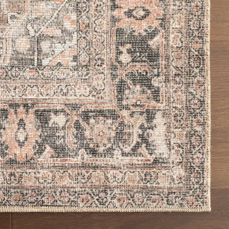 Jeccica Distressed Vintage Medallion Jute Blend Polyester Area Rug, Rectangle 7'10" x 10'