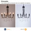 Lustre classique noir à 8 lumières à intensité variable avec détails en cristal