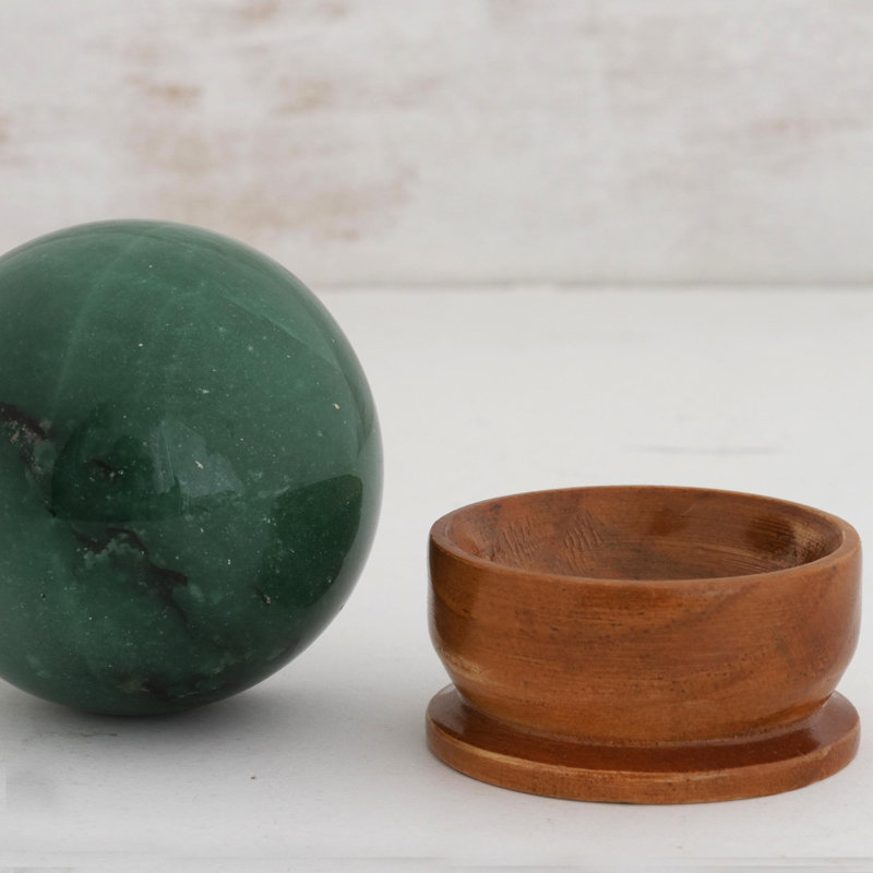 Chaleur rayonnante Justus et boule de calcite, H 4,1 po x l 3 po x P 3 po, Vert