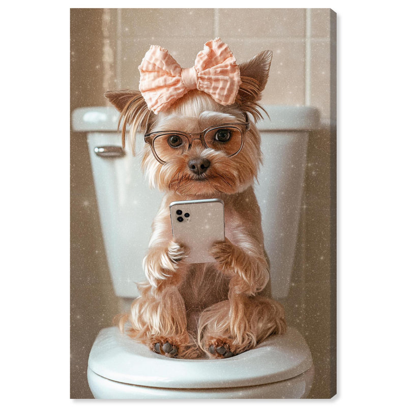 Mignonne Yorkie sur la toile , Toile tendue, H 24 po x l 16 po
