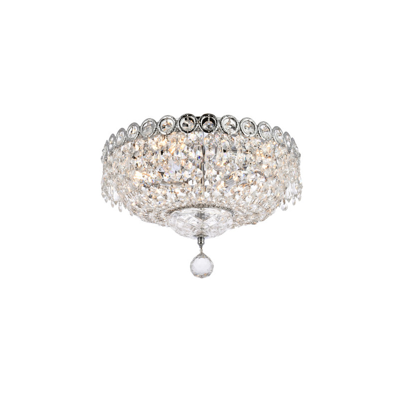 Plafonnier semi-encastré 4 lumières Stoltz, H 10 po x l 14 po x p 14 po, Chrome