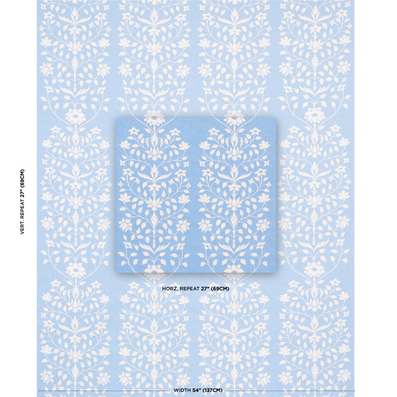 Tissu Schipacher x Marie-Anne Oudejans Jaipur, Bleuet