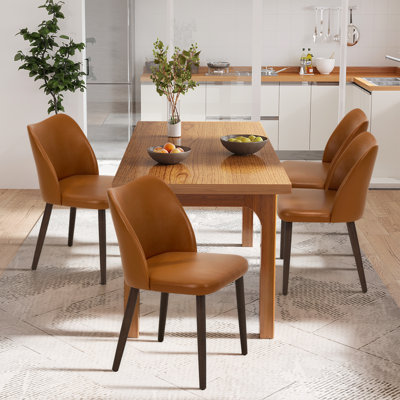 Petites chaises de salle à manger rembourrées en bois massif - Courbe ergonomique et rembourrage moelleux pour espaces multiples