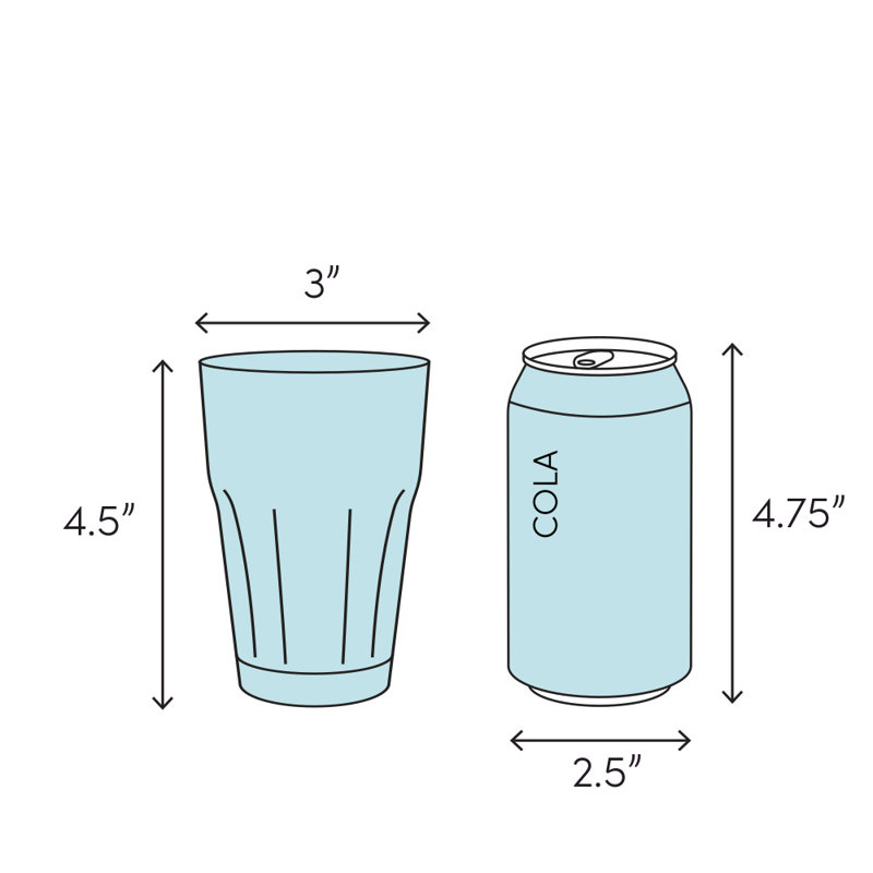 Verre à boisson far 8 oz., H 3,5 po x l 3 po x P 3 po