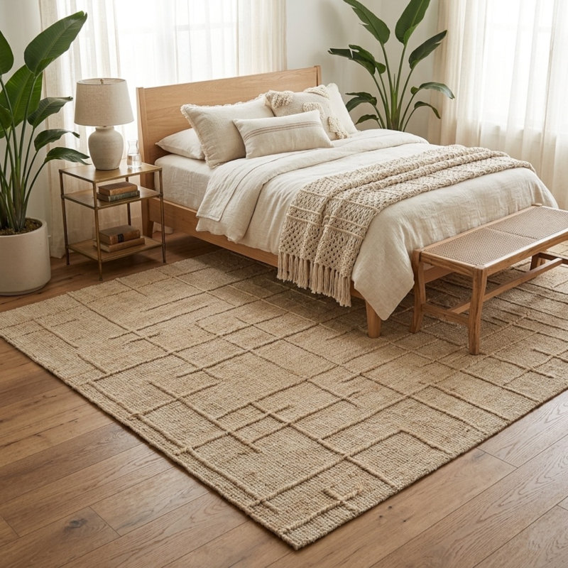 Airicka Handmade Flatweave Jute/Wool Blend Indoor Area Rug, Rectangle 5' x 7'9"