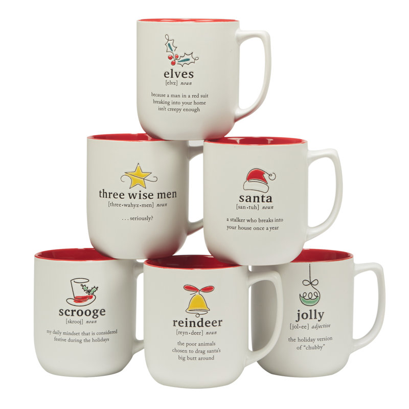 Christmas Fun Red Sayings Set of 6  Mug 16 oz. asst.