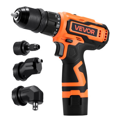 Cordless Drill Driver, 5-In-1, Metal Chuck, Dual-Speed Variable, Drill Driver Kit with 2 Lithium Batteries and Charger, Tool Box, for Wood and Metal D