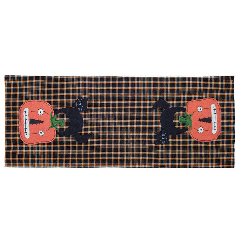 F Black Cat Pumpkin Table Runner