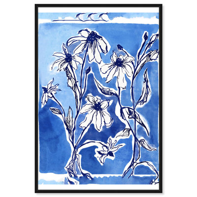 Cobalt Floral Blue Decor Canvas Print by Art Remedy