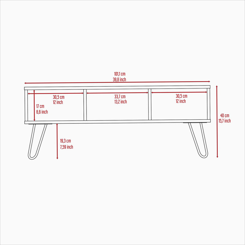 Table basse Vassel, H 17,7 po x l 39,8 po x P 17,7 po, Espresso