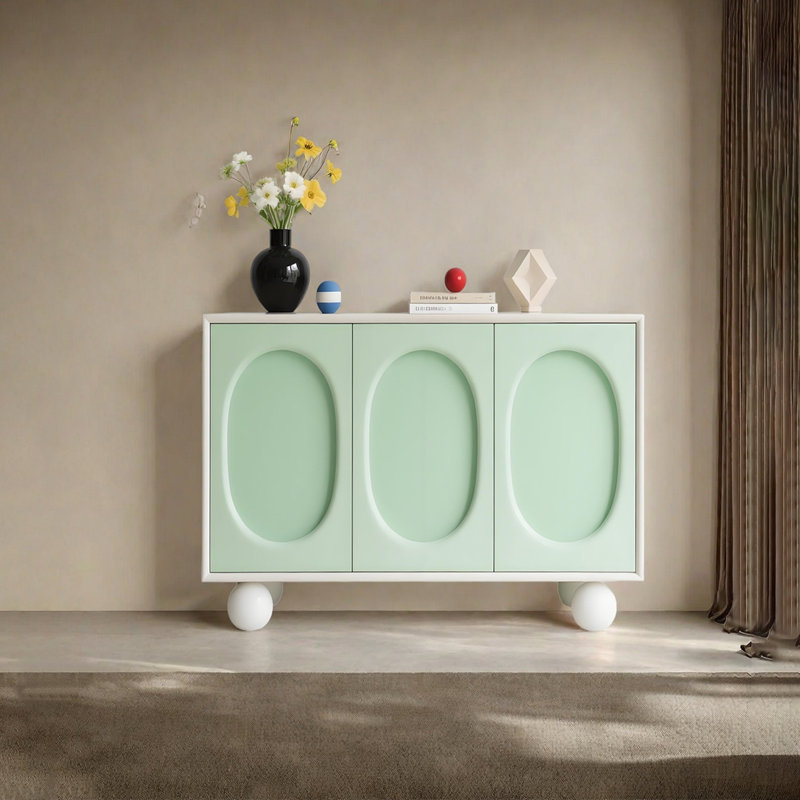Modern multi-functional solid wood accent cabinet, Cream