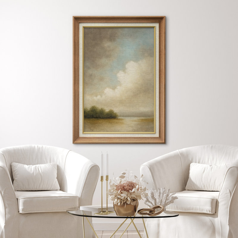 Œuvre encadrée de qualité supérieure - impression de paysage rétro pour décor de salon - 26 po x 36 po, Naturel
