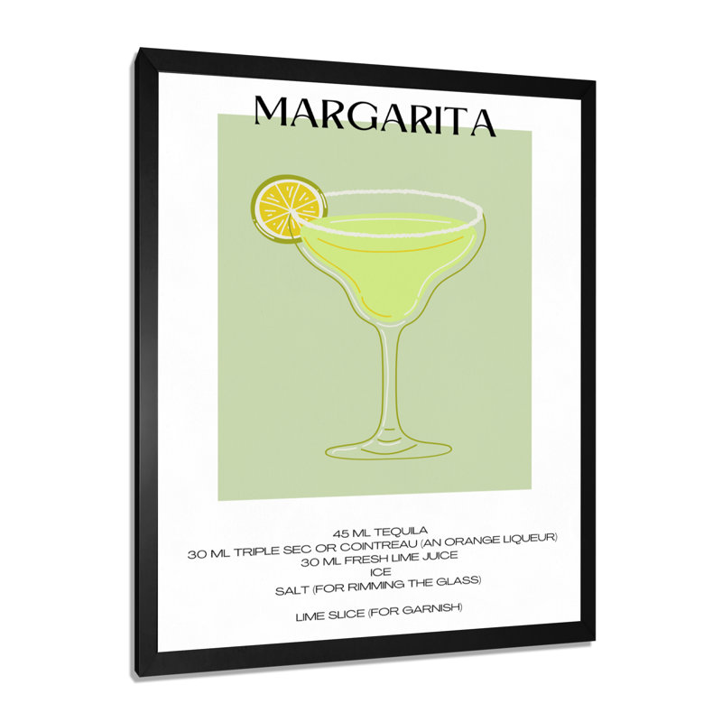 Lime Margarita, cocktail mexicain I - salon d'art mural cocktails, Cadre photo noir simple, H 40 po x l 30 po