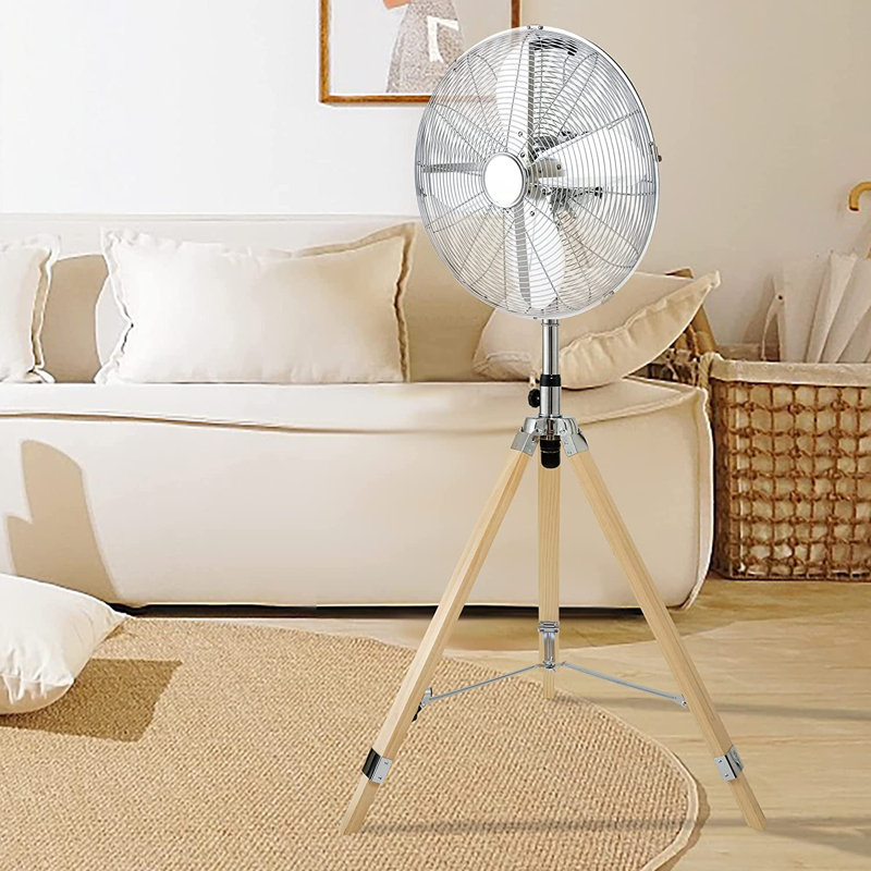 Ventilateur de trépied simple Simple Deluxe, ventilateur vertical nostalgique à circulation d'air, 3 vitesses, hauteur réglable, argent - 16 po