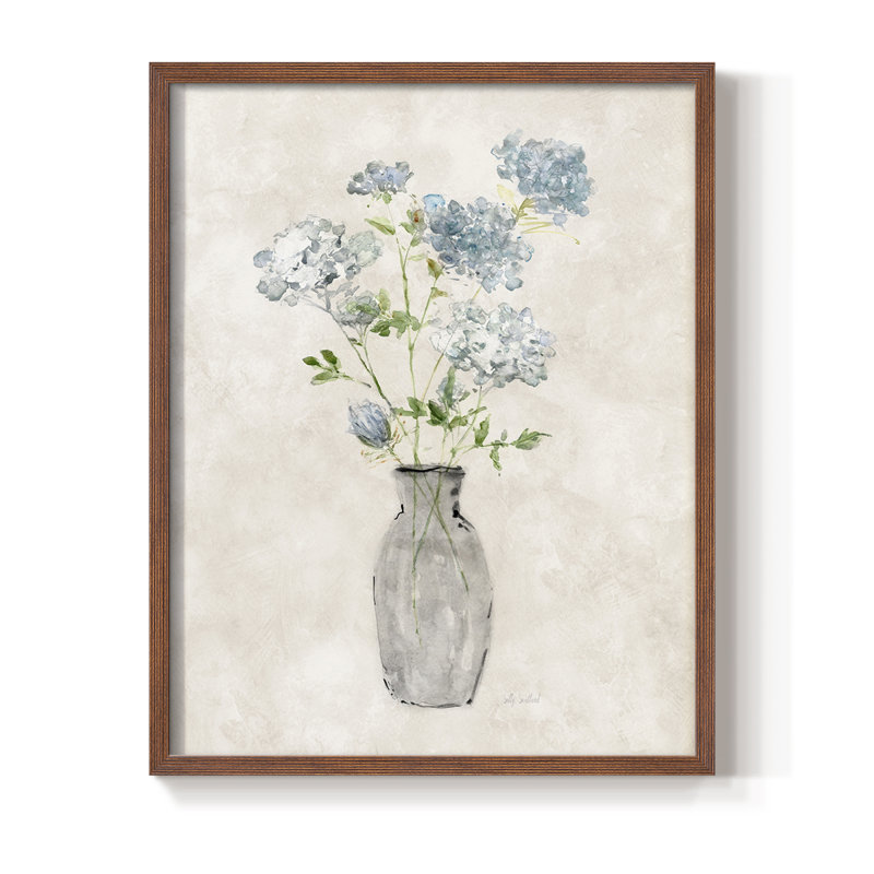 «Blue Lace Bouquet I», reproduction encadrée - bois massif, Noyer, H 15 po x l 12 po