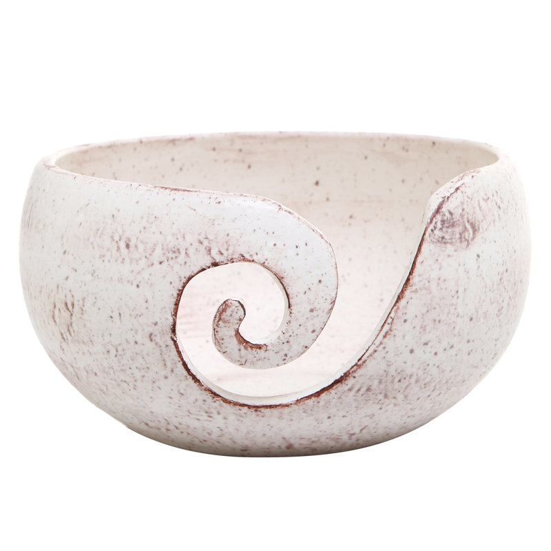 Handmade Ceramic Decorative Yarn Bowl, White