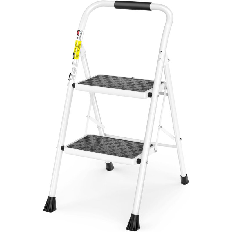 2 Step Ladder, 2 Step Stool For Adults,2 Step Ladder Folding Step Stool With Cushioned Handle Step Ladder With Wide Anti-Slip Pedal Ergonomic Design