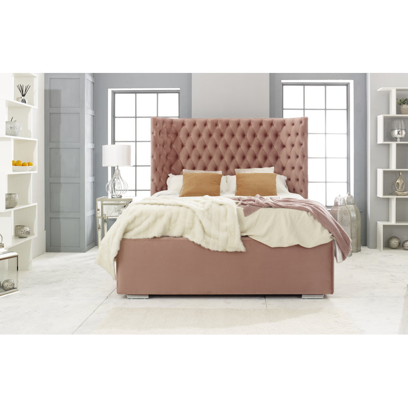 Ginnia Upholstered Bed, Single (3'), Rose Gold