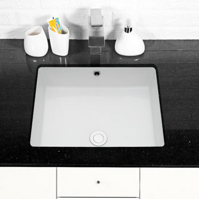 Lavabo en céramique résistant à l'acide - style salle de bain rectangulaire encastré