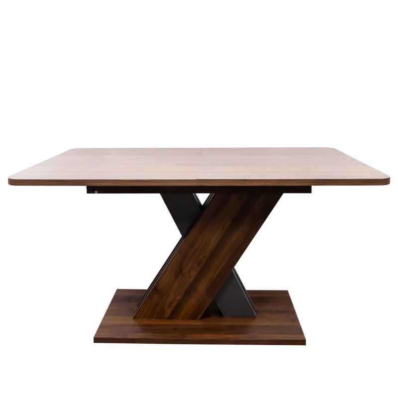Console noyer et géométrique avec base en forme de X, 69,23 x 33,88 x 29,54 multifonctionnelle, 69,23 po de long x 33,88 po de largeur, 29,54 po de hauteur,