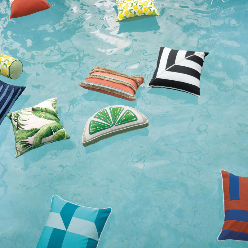 Palencia Novelty Indoor/Outdoor Pillow Cover & Insert, Sail Celadon/Wicking Cloud/Island Jade