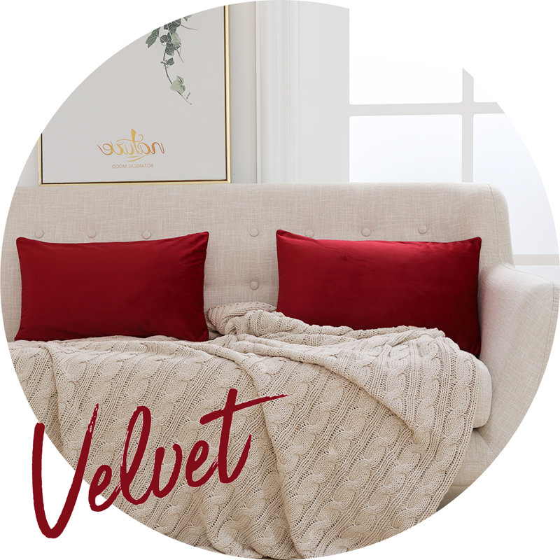 Rectangular Velvet Pillow Cover, Red