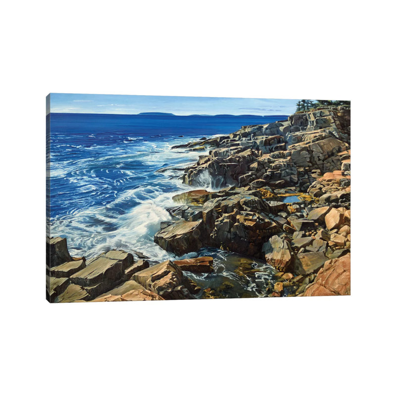 Cliffs And Crashing Waves by Nick Savides - Floater Frame Gallery-Wrapped Canvas Giclée on Canvas, 30.48 cm H x 45.72 cm W