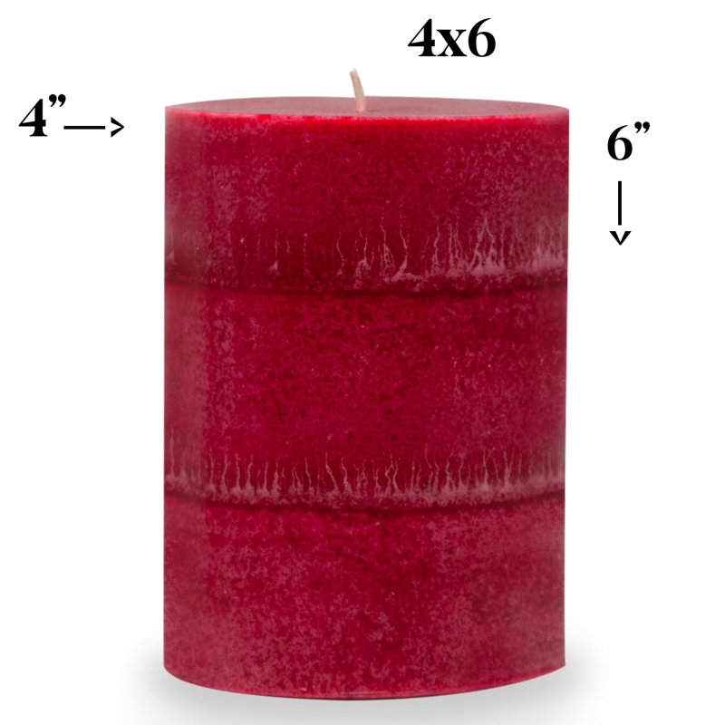 Bougies piliers rouges parfumées à la main, H 6 po x l 4 po x P 4 po
