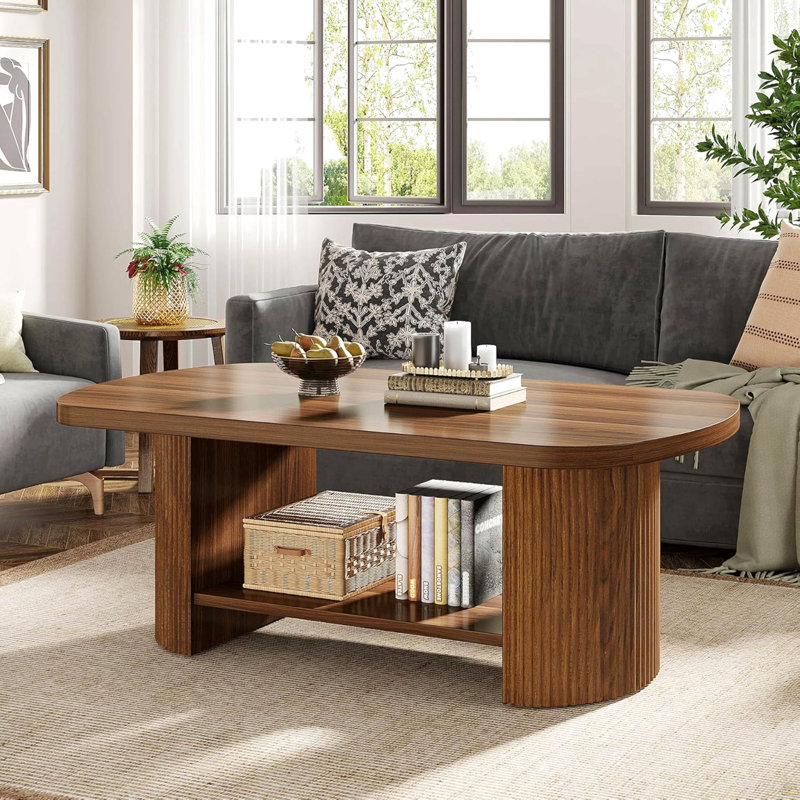Table basse 45,27 "à 2 niveaux avec tablette de rangement