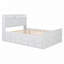 Lit en bois avec tête de lit avec prises de courant, lit extensible avec lit gigogne simple avec trois tiroirs de rangement-1423657025-1423657038