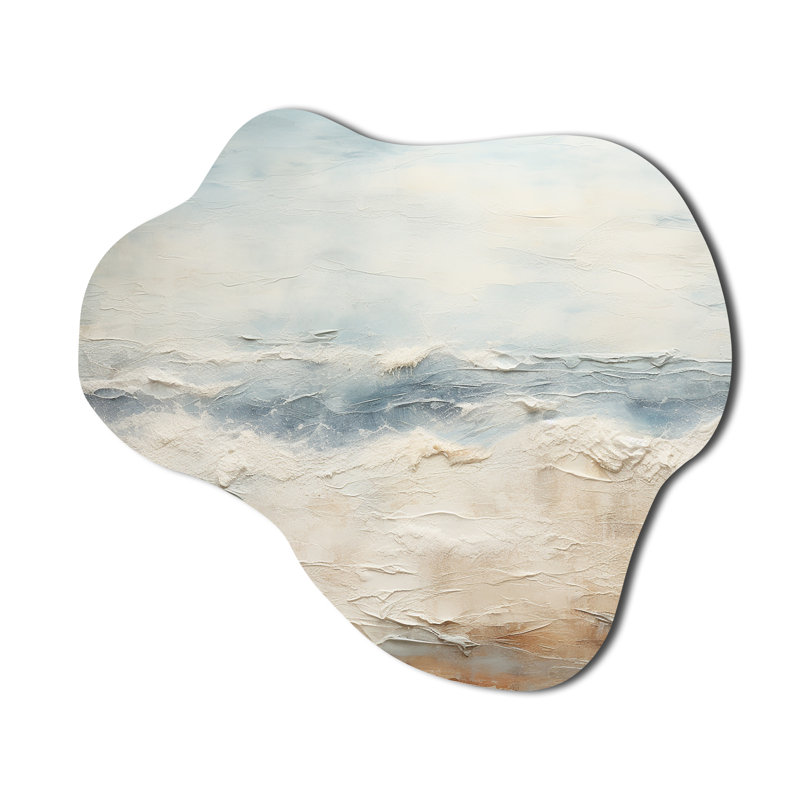 Modern Coastal Beige And Grey River - Cloud Coastal Ocean Metal Wall Art, Asymmetrical Metal Wall Sculpture Print