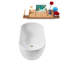 63" Streamline Soaking Glossy White Freestanding Tub and Tray With Internal Drain-101412763