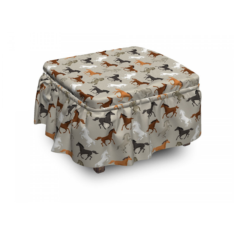 Ensemble de housse pour repose-pieds à coussin de boîte 2 pièces galloping stallion