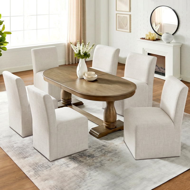 Ritney Upholstered Fabric Parsons Design Modern Traditional Dining Chair, 6