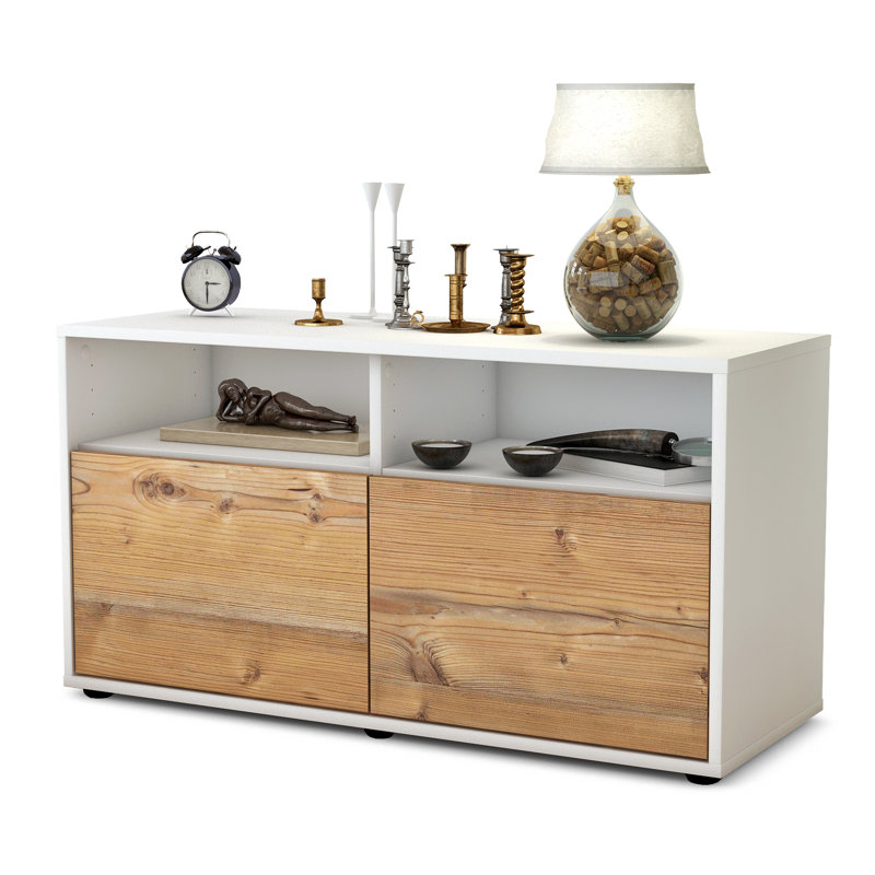Odum 92cm W Chest of Drawers, High gloss white/Pine