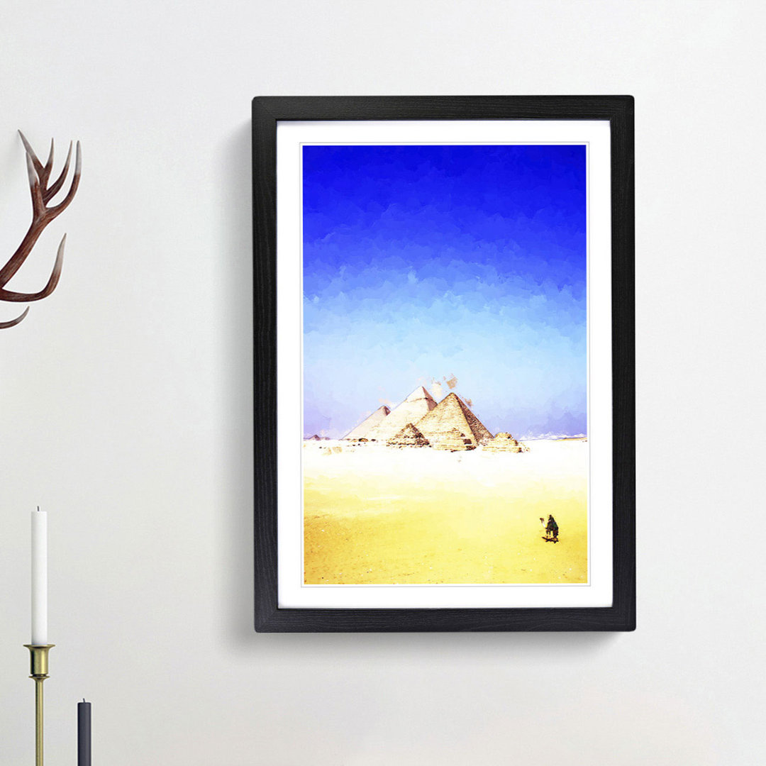 Camel by the Pyramids of Giza in Abstract - Picture Frame Graphic Art Print