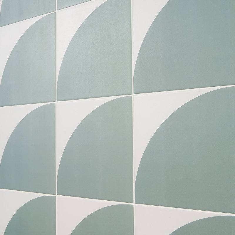 Stacy Garcia Victoria 8" x 8" Porcelain Encaustic Patterned Look Wall & Floor Tile, Green, 8" W x 8" L