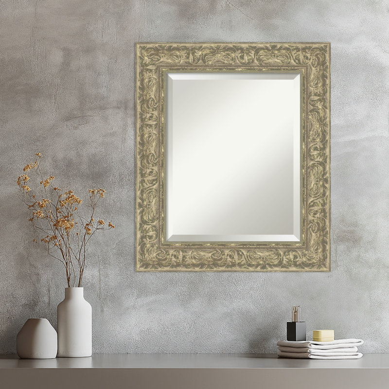 Miroir mural Luxe, 26,75 po x 22,75 po, Argent antique