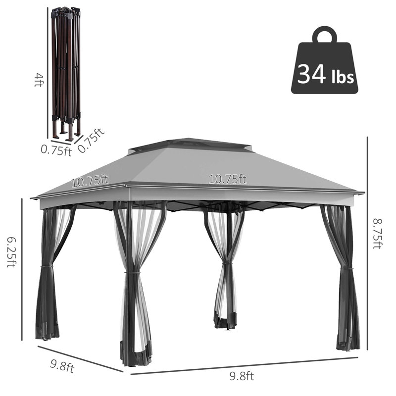 Quick-setup Metal Pop-up Shelter For Garden And Backyard Events