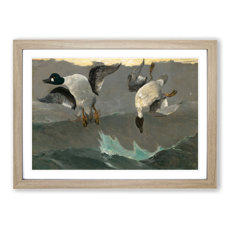 Ducks Right and Left by Winslow Homer - Picture Frame Painting, 48cm H x 65cm W x 2cm D, Oak Framed