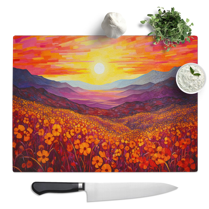 Sunset Colour Field  Glass Chopping Board