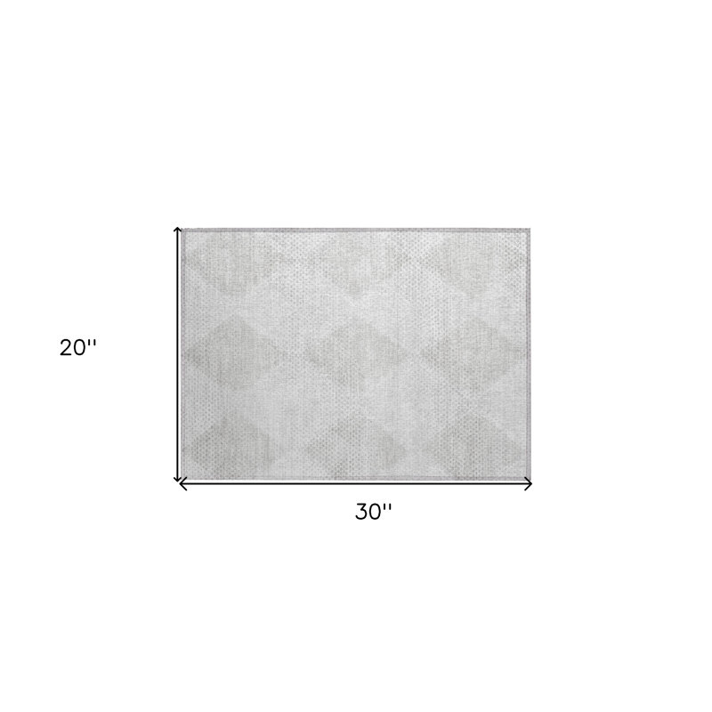 2' X 3' Ivory Geometric Washable Non Skid Indoor Outdoor Area Rug