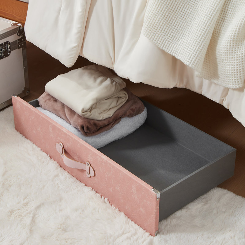DormCo Texture Underbed Storage Bin with Wheels - Jeans Pink