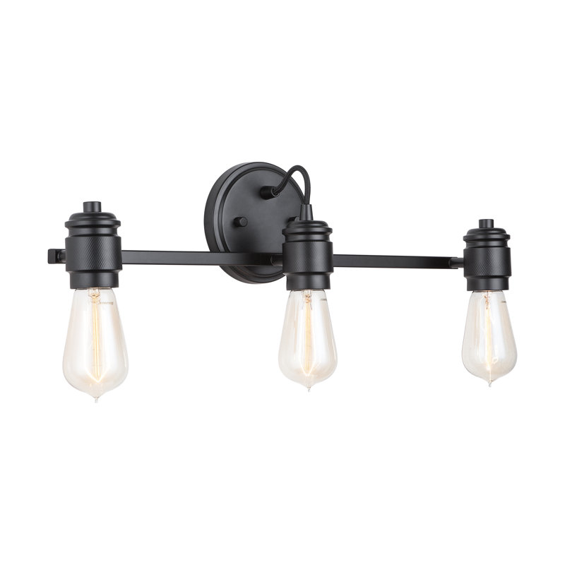 Éclairage de salle de bain à intensité variable 3 lumières Burgoyne, Noir mat