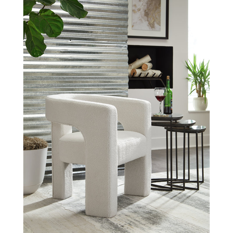 Celedon Accent Chair, Ivory Polyester