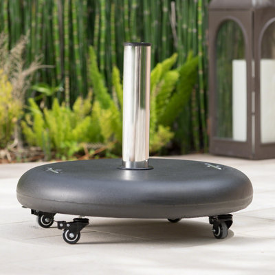 Base de parasol noire pour jardin en acier inoxydable - 21,33 po x 3,15 po
