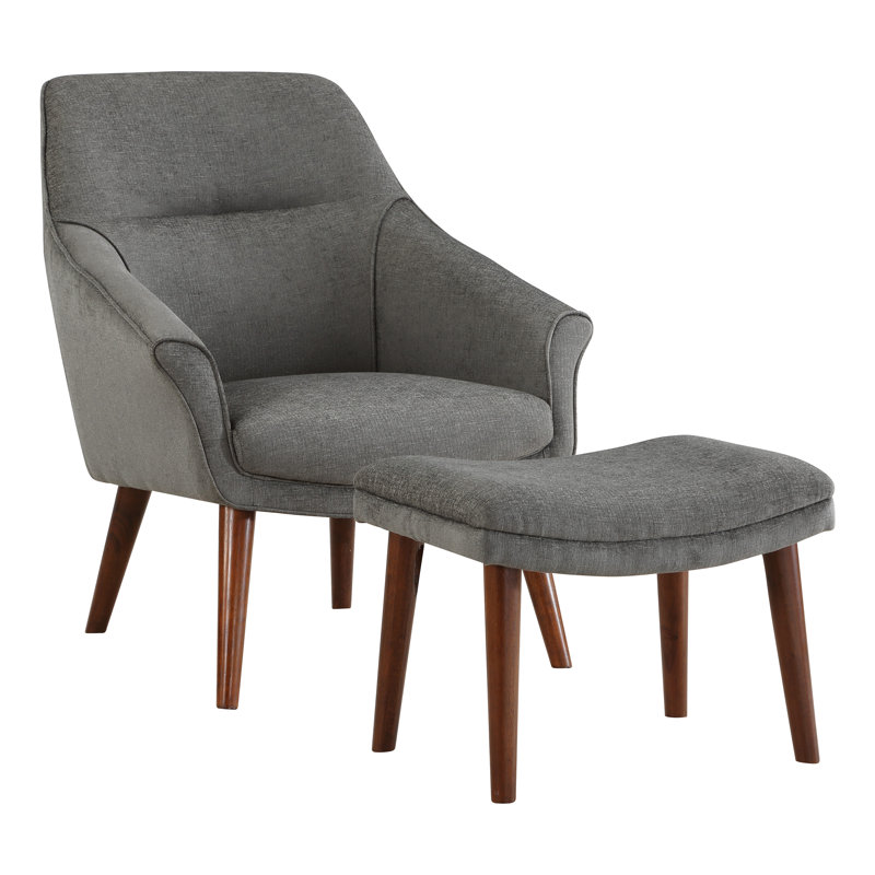 Chaise et repose-pieds Khristen, Mélange de polyester gris anthracite