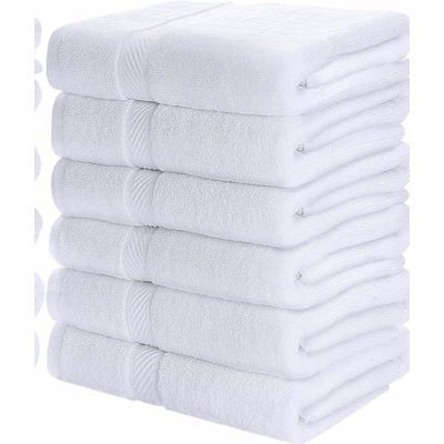 PureSoft Cotton Towel Set - 24x46, White, 6 Pack