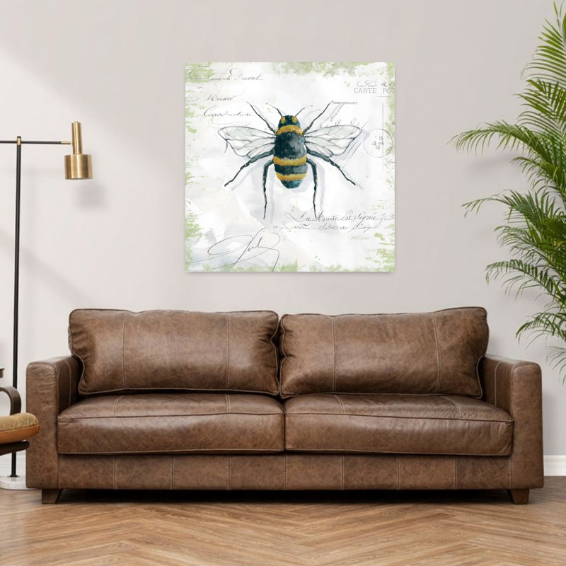 Art mural de jardin abeille délicate rétro nature, H 36 po x l 36 po