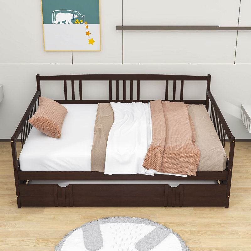 Wooden Daybed with Trundle, Espresso, Full/Double